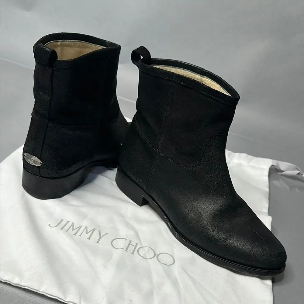 Authentic Jimmy Choo Ankle Booties | Black Suede | EU 38.5 | (A-1526)
